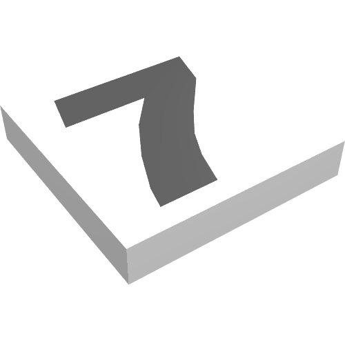 Tile 2 × 2 with Number 7 Print Weiß