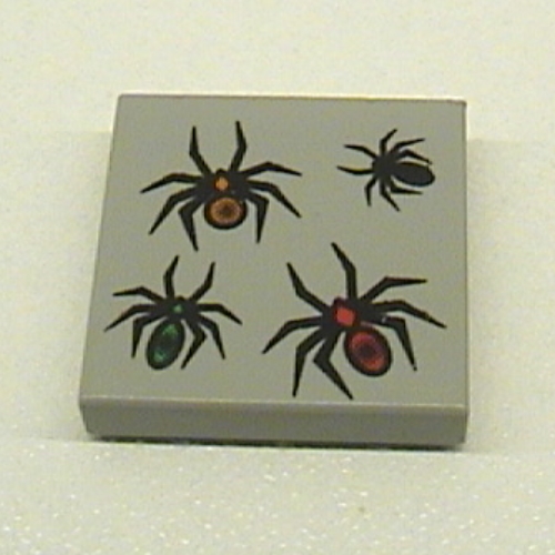Tile 2 × 2 with 4 Spiders Print Hellgrau