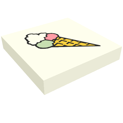 Tile 2 × 2 with Ice Cream Cone Print White