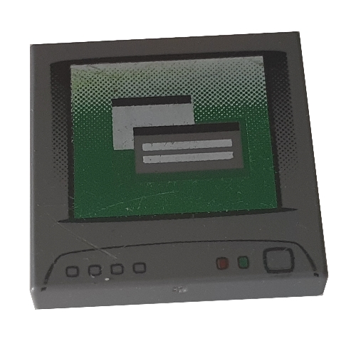 Tile 2 × 2 with Computer Monitor, No Power Switch Icon Print White