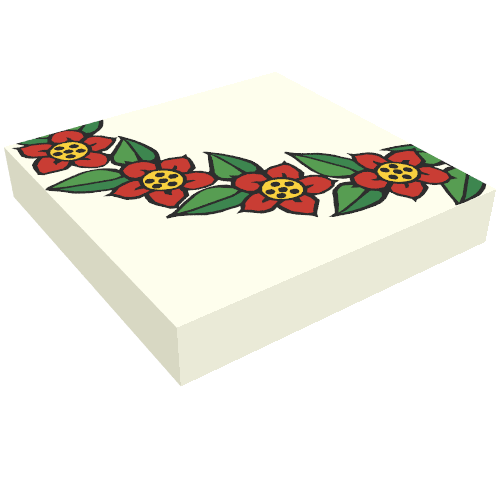 Tile 2 × 2 with Scala Flower Wreath Quarter Print White