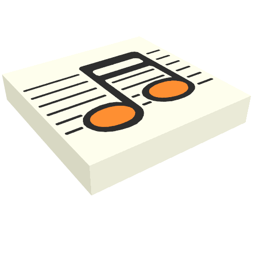 Tile 2 × 2 with Black / Orange Music Note Print White
