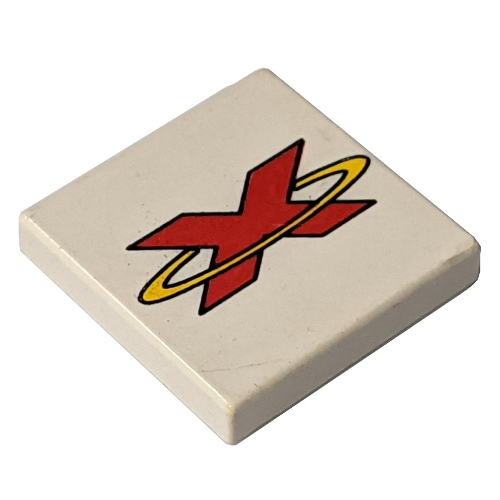 Tile 2 × 2 with Red X, Extreme Team Print Weiß