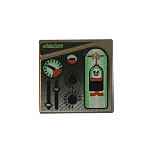 Tile 2 × 2 with Green and Red Ogel Orb and Gauges Print Dunkelgrau