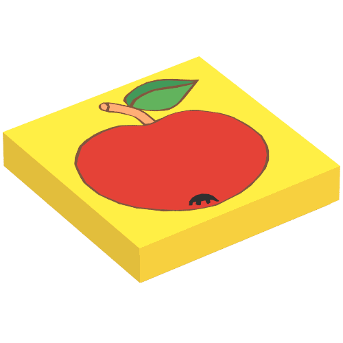 Tile 2 × 2 with Red Apple Print Gelb