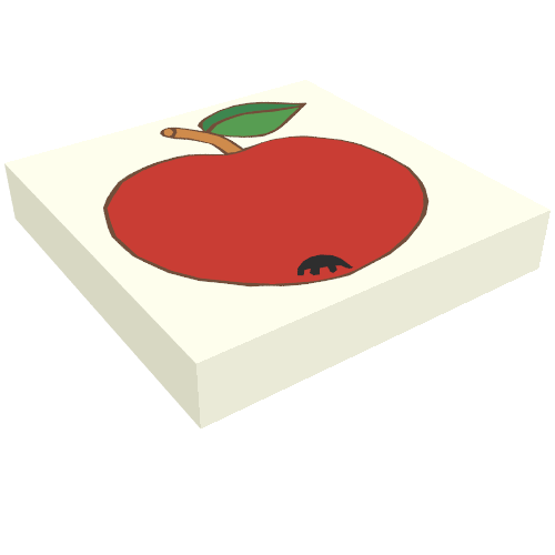 Tile 2 × 2 with Red Apple Print Weiß