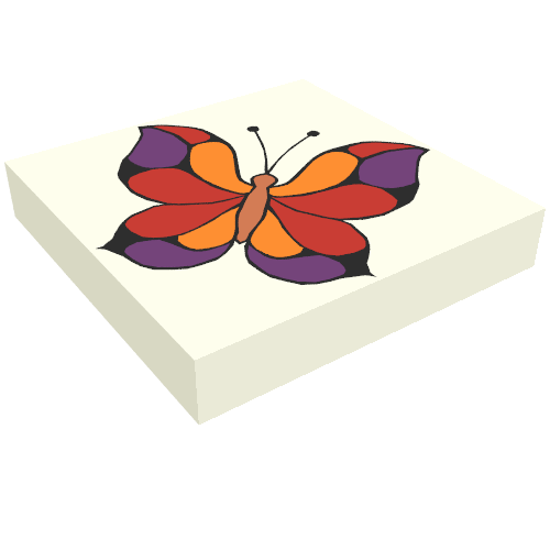 Tile 2 × 2 with Butterfly Print White