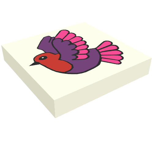 Tile 2 × 2 with Bird Print White