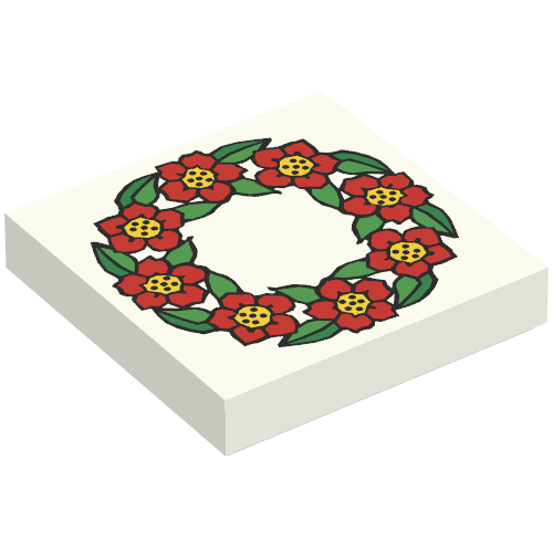 Tile 2 × 2 with Flower Ring Print Weiß