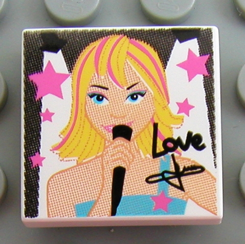 Tile 2 × 2 with 'Love' and Female Singer Print White