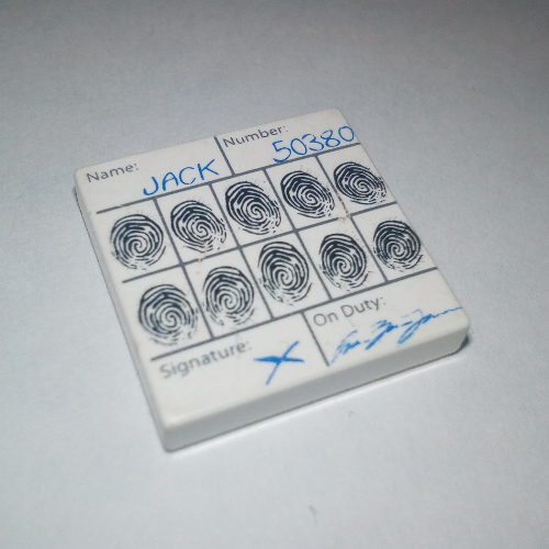 Fliese 2 × 2 mit Fingerabdrücken Akten-Buchse (bedruckt) in Weiß