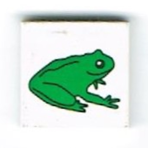 Tile 2 × 2 with Green Frog Print White