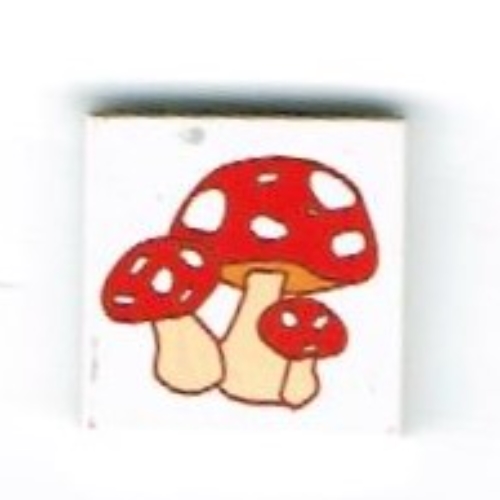 Tile 2 × 2 with Toadstool (Mushroom) Cluster Print Weiß