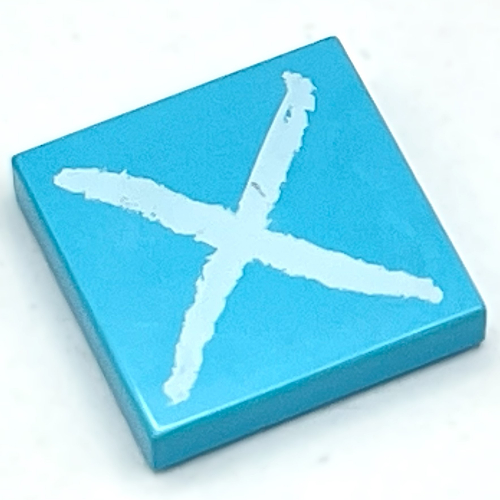 Tile 2 × 2 with White 'X' Print Sky Blue