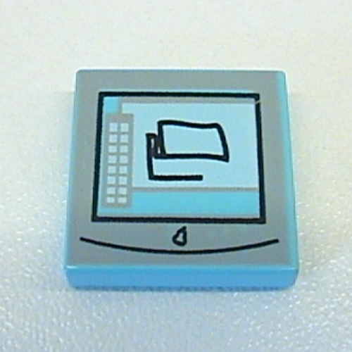 Tile 2 × 2 with Computer Monitor Print 2 Sky Blue