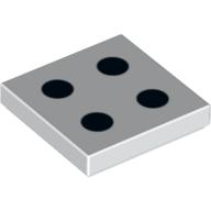 Tile 2 × 2 with 4 Black Dots Print Weiß