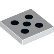 Tile 2 × 2 with 5 Black Dots Print Weiß