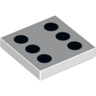 Tile 2 × 2 with 6 Black Dots Print Weiß