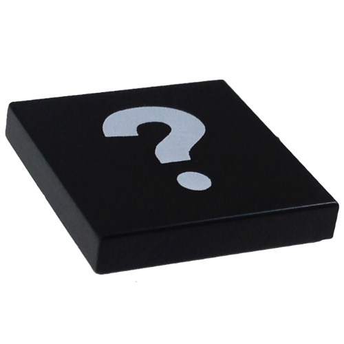 Tile 2 × 2 with White Question Mark Print Schwarz