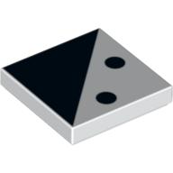 Tile 2 × 2 with 2 Black Dots and Black Triangle Print White