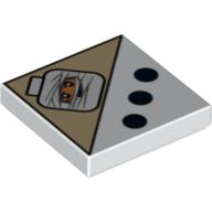 Tile 2 × 2 with 3 Black Dots and Mummy Head Print White