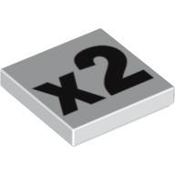 Tile 2 × 2 with Black 'x2' Print White