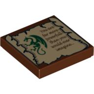 Tile 2 × 2 with Dragon and Scroll with 'You are far more powerfull than you would ever imagine...' Print Rotbraun