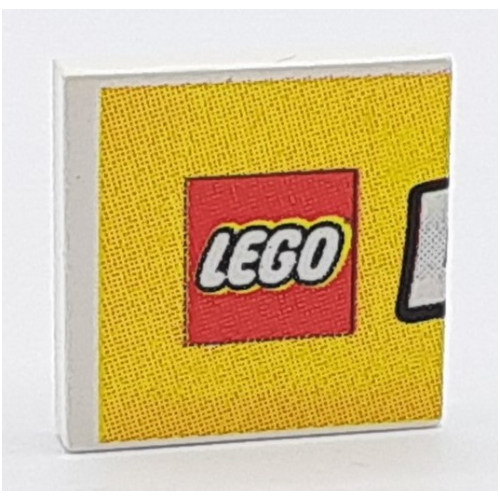 Tile 2 × 2 with LEGO World Print Medium Left White