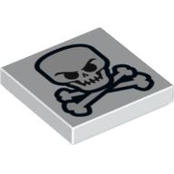 Tile 2 × 2 with Skull and Crossbones Print Weiß