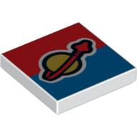 Tile 2 × 2 with Classic Space Logo on Red and Blue Background Print White