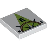 Tile 2 × 2 with Compass East 'E' in Lime Pointer Print Weiß