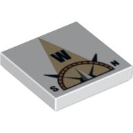 Tile 2 × 2 with Compass West 'W' in Tan Pointer Print Weiß