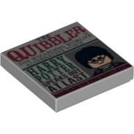 Tile 2 × 2 with Newspaper 'THE QUIBBLER' Print in Hellblaugrau