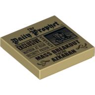 Tile 2 × 2 with Newspaper 'Daily Prophet' 'Mass Breakout from Azkaban' Print in Beige