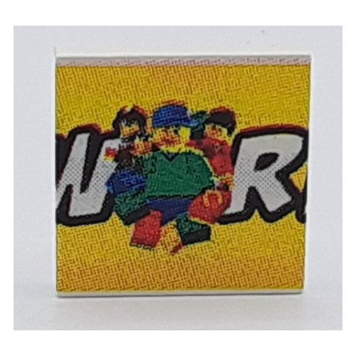 Tile 2 × 2 with LEGO World Print Medium Middle White
