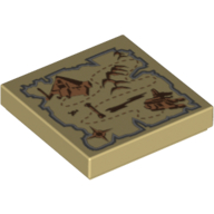 Tile 2 × 2 with Map Pyramid and Sphinx Print Tan