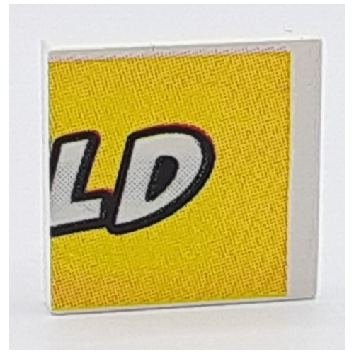 Tile 2 × 2 with LEGO World Print Medium Right Weiß