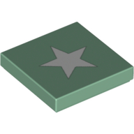 Tile 2 × 2 with White Five-Point Star Print Sandgrün