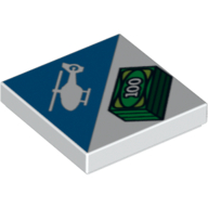 Tile 2 × 2 with Helicopter and Stack of '100' Banknotes Print Weiß