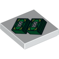 Tile 2 × 2 with 2 Stacks of '100' Banknotes Print White