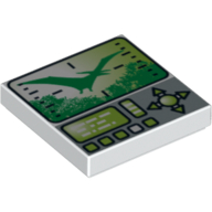 Tile 2 × 2 with Dino Hunting Screen, Buttons and Toggle Print Weiß