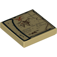 Tile 2 × 2 with Map of Lonely Mountain Print Tan
