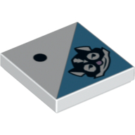 Tile 2 × 2 with 1 Black Dot and Skunk Head Print White