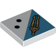 Tile 2 × 2 with 2 Black Dots and Sword Print White