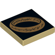 Tile 2 × 2 with Gold One Ring on Black Print Tan