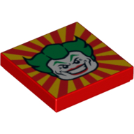 Tile 2 × 2 with Joker Face on Yellow Burst Print Red