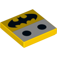 Tile 2 × 2 with Batman Symbol and 2 Dots Print Yellow