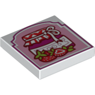Tile 2 × 2 with Strawberry Jam Print White