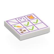 Tile 2 × 2 with Lavender Calendar, Bunnies, Carrot, Lime Marks print White
