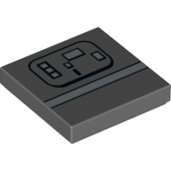 Tile 2 × 2 with White Stripe and Rectangles (Gonk Droid) Print in Dark Bluish Gray